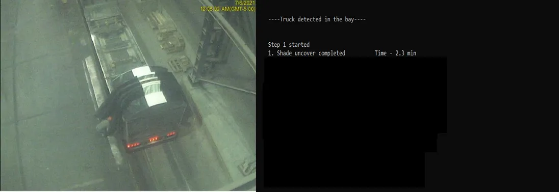 Driver uncovers the hydraulic shade from the truck’s trailer